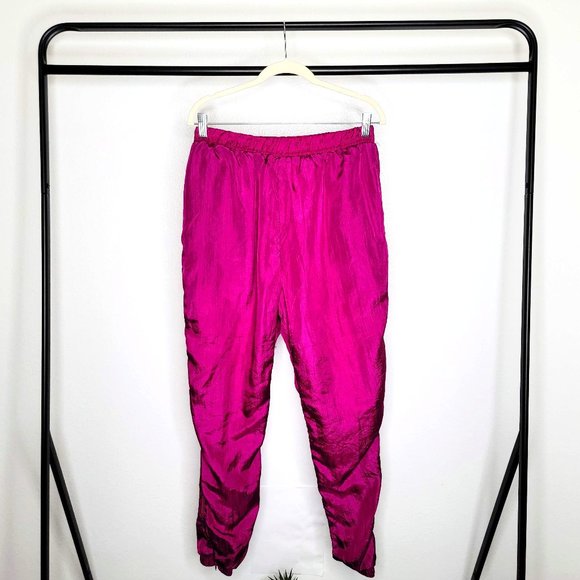 Aviat Sportif 90s Designed in France Women's Shiny Raspberry Lined Joggers SZ XL - Picture 1 of 12